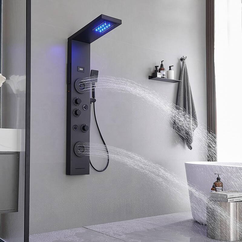 4-Jet LED Shower Panel with Heavy Rain Shower