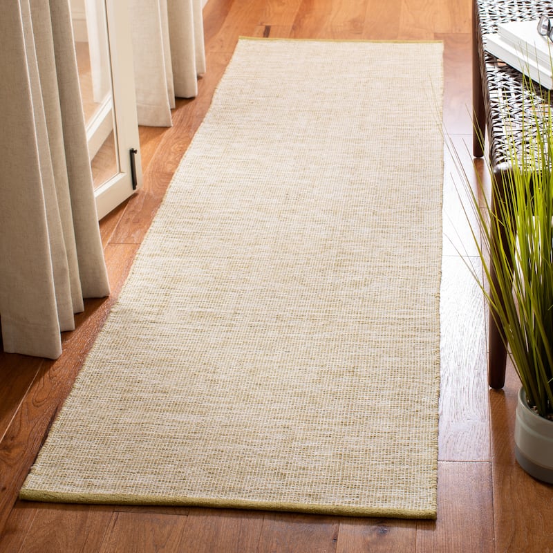 SAFAVIEH Flatweave Montauk Dairi Casual Cotton Rug - 2'3" x 8' Runner - Green Olive