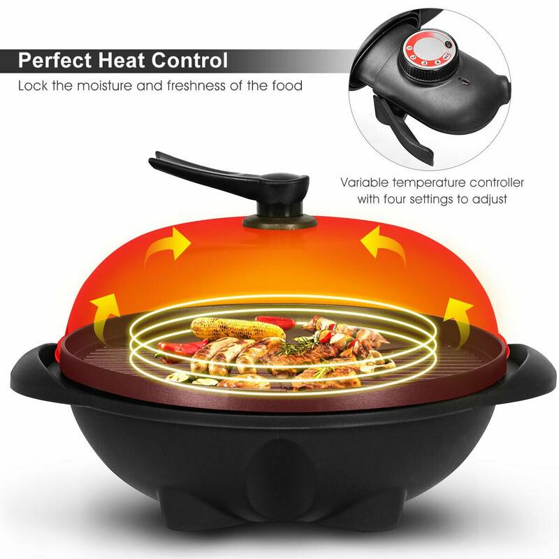 Costway Electric BBQ Grill 1350W Non-stick 4 Temperature Setting