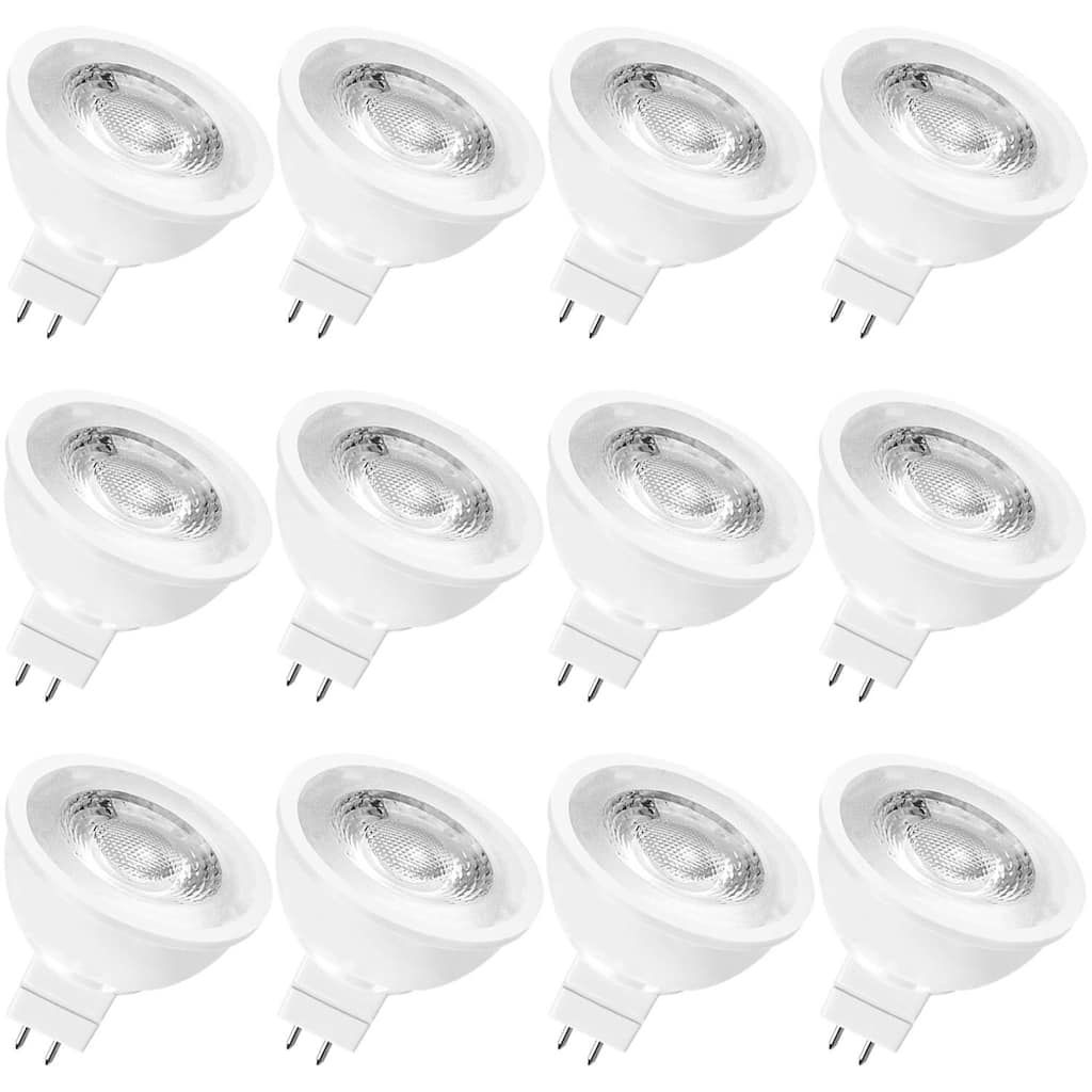 Luxrite MR16 LED Bulb 50W Equivalent, 12V, Dimmable, 500 Lumens, GU5.3 LED Bulb 6.5W, Enclosed Fixture Rated (12 Pack)