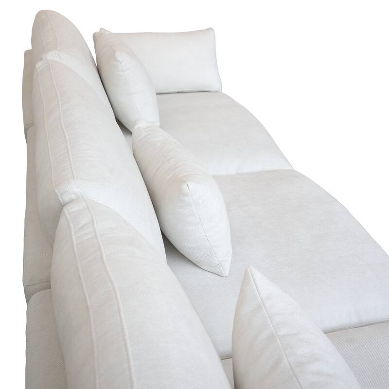 Classic Modern Linen Sectional Modular Sofa 4-Seater Down Filled Cloud Couch with Cushions