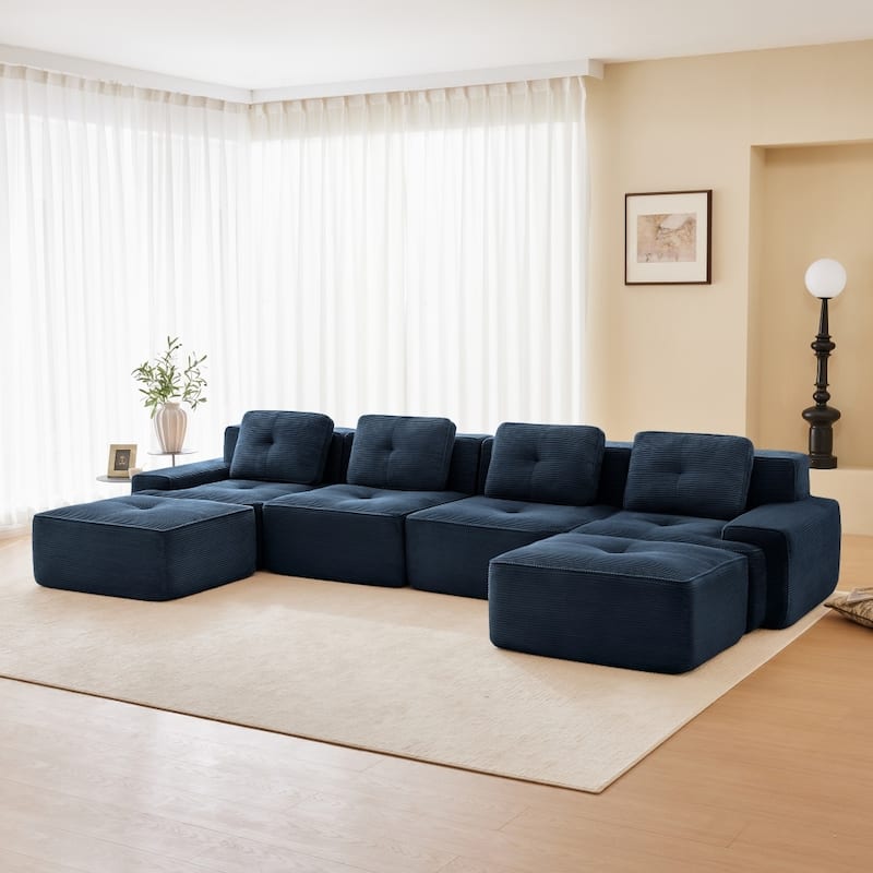 152.8" Modern U-Shaped Modular Anti-slip Design Sectional Sofa with 2 Ottomans