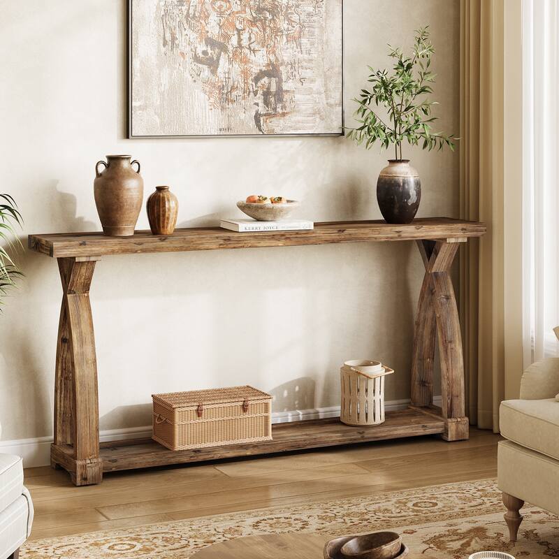 63" Solid Wood Entryway Table - Brown