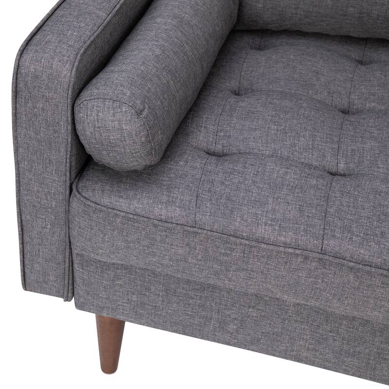 Compact Upholstered Tufted Loveseat with Wooden Legs