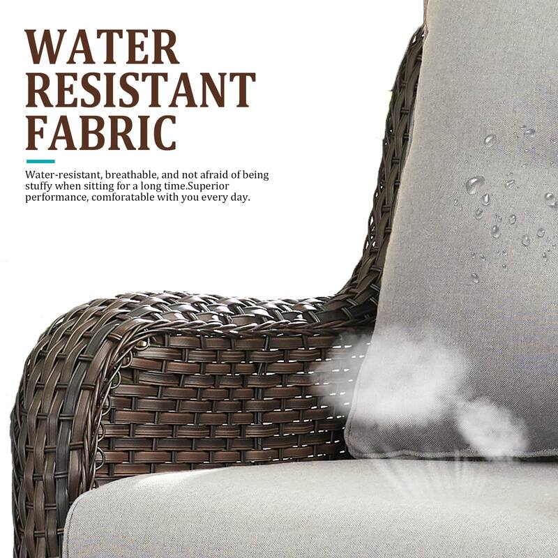 Gymojoy Wicker Swivel Glider Chair with Water-Resistant Olefin Cushions