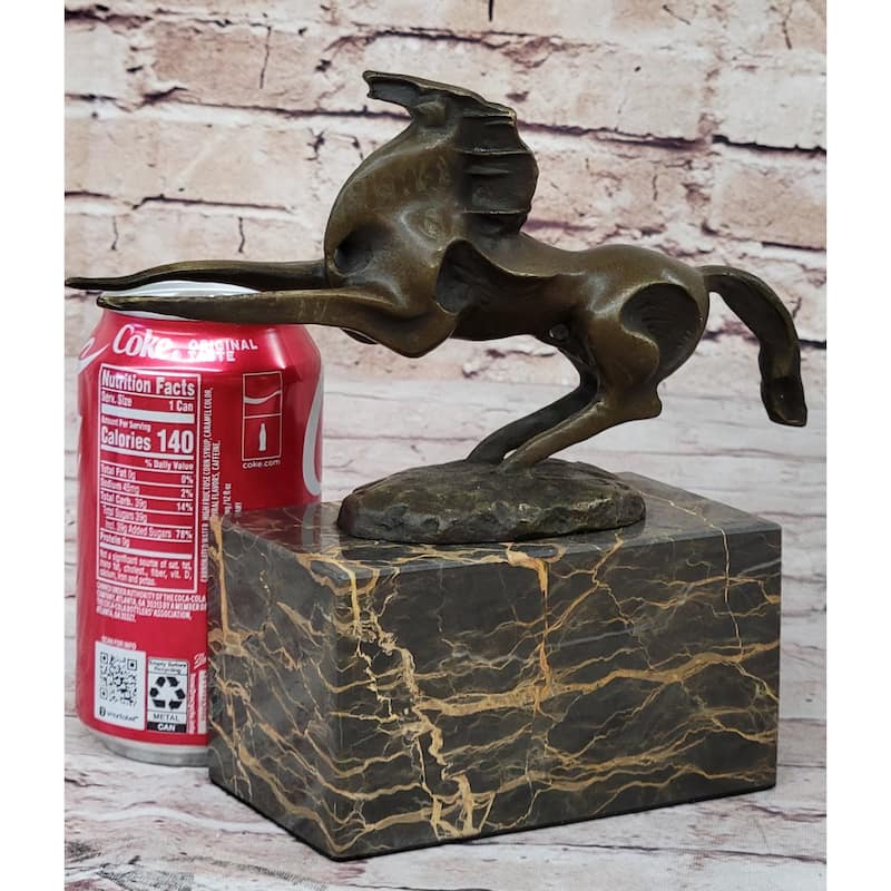 Abstract Modern Contemporary Horse Figurine Bronze Sculpture On Marble Base