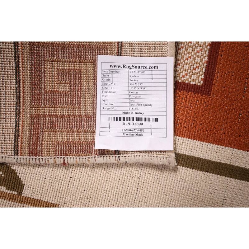 Contemporary Geometric Kashan Turkish Rug Machine Made Floral Carpet - 9'9" x 12'4"