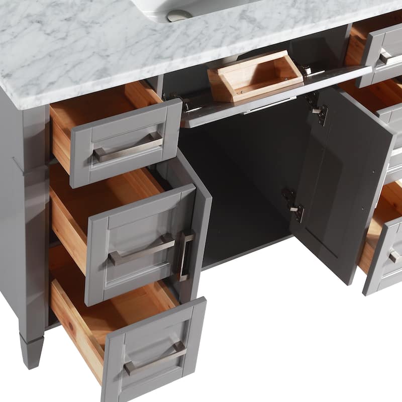 Vanity Art 48-Inch Bathroom Vanity Set with Carrara Marble Top - 22 x 48 x 36 Inches