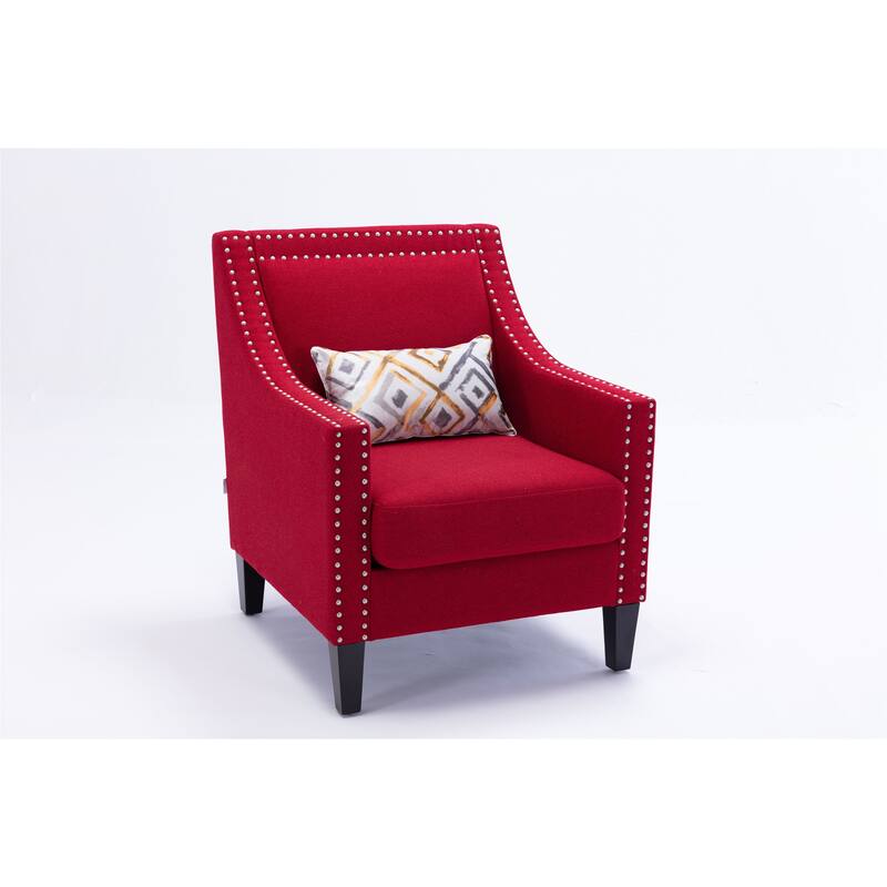 Mid Century Modern Accent Armchair, Upholstered Reading Chair with Wood