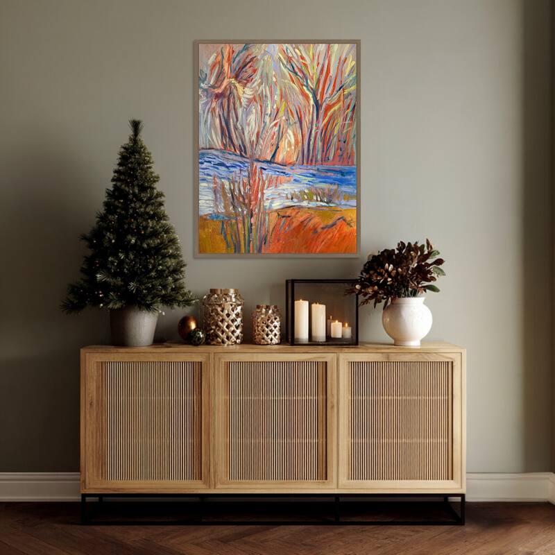 Cadmium Winter Solstice I by Dorothy Fagan (23 x 30 in.), Framed Canvas Wall Art Print - Sylvie Dark Gold