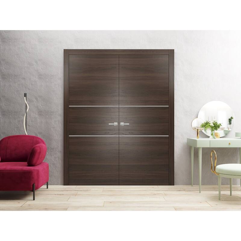 Slab Barn Door Panel 18x80 Planum 0110 Chocolate Ash with Sturdy Finished