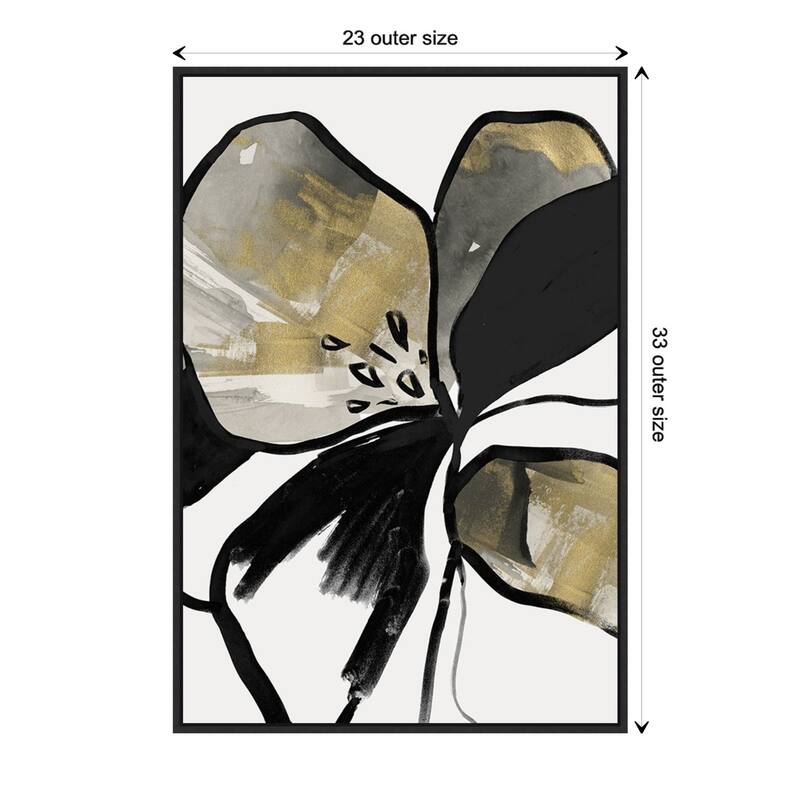 Yellow Botanical II by PI Studio Framed Canvas Wall Art Print - Sylvie Black - 23 x 33 in - Plastic - Black