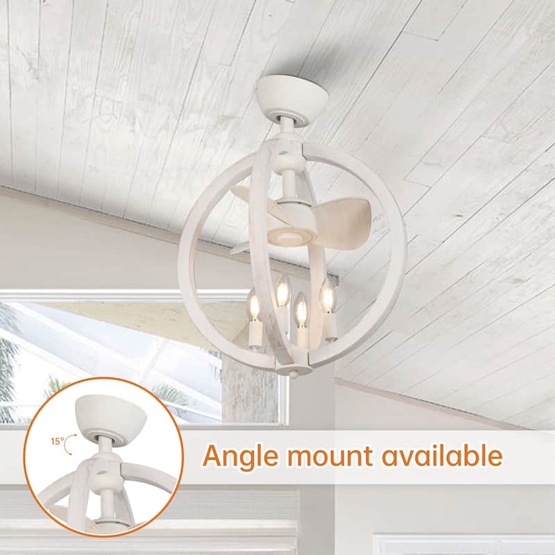 18" White Modern Bladeless LED Fandelier Ceiling Fan with Downrod and Remote