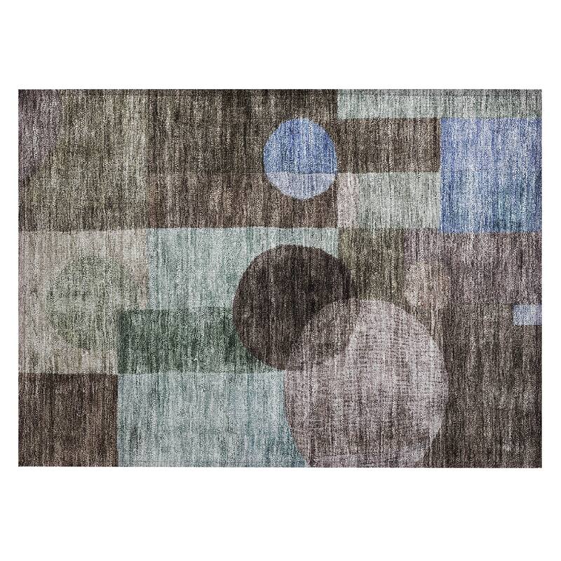 Machine Washable Indoor/ Outdoor Abstract Geo Chantille Rug