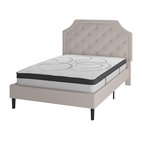 Brighton Full Size Tufted Upholstered Platform Bed in Beige