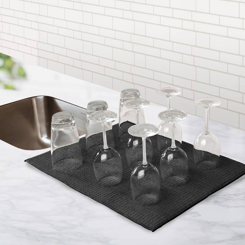 Kitchen Details Microfiber Drying Mat in Black - 15" x 20"