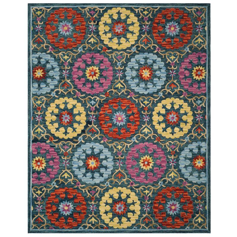 SAFAVIEH Handmade Suzani Florane Boho Tribal Wool Rug