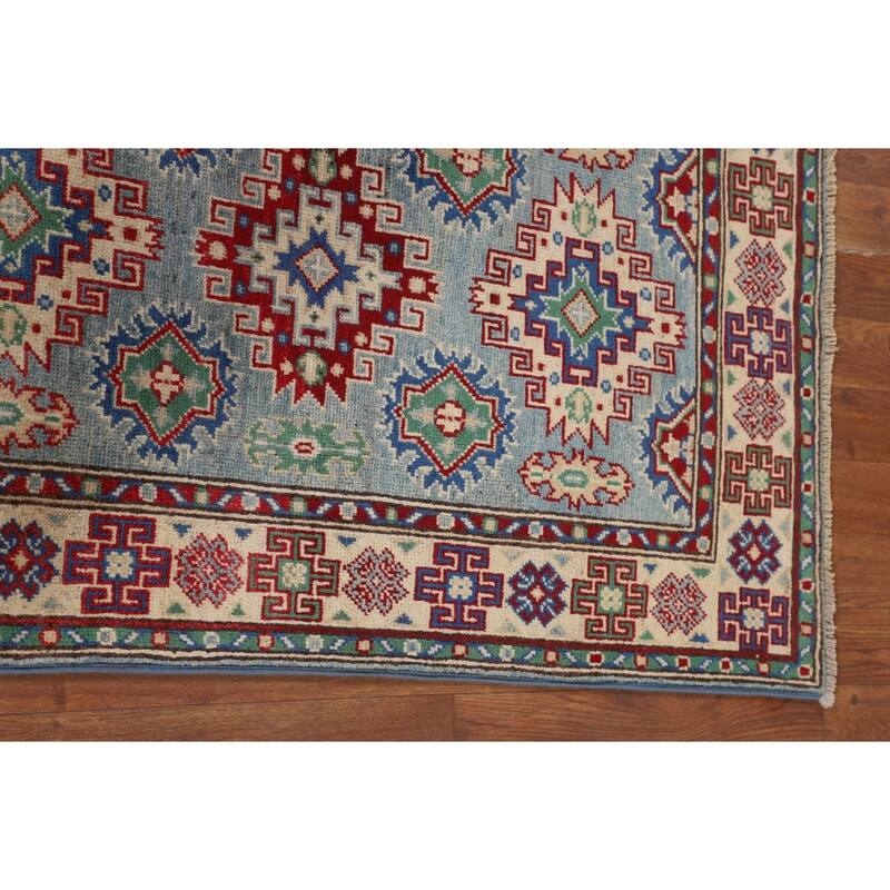 Light Blue Kazak Accent Rug Hand-Knotted Bedroom Wool Carpet - 2'7" x 3'10"
