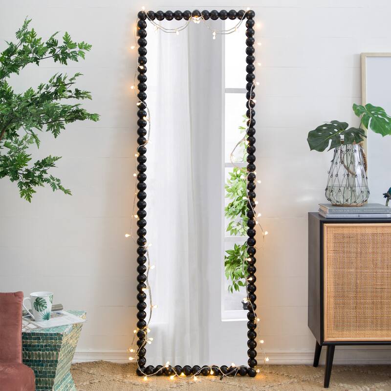 Full Length Rectangular Mirror with Metal Beaded Frame - Black - 23" x 72"