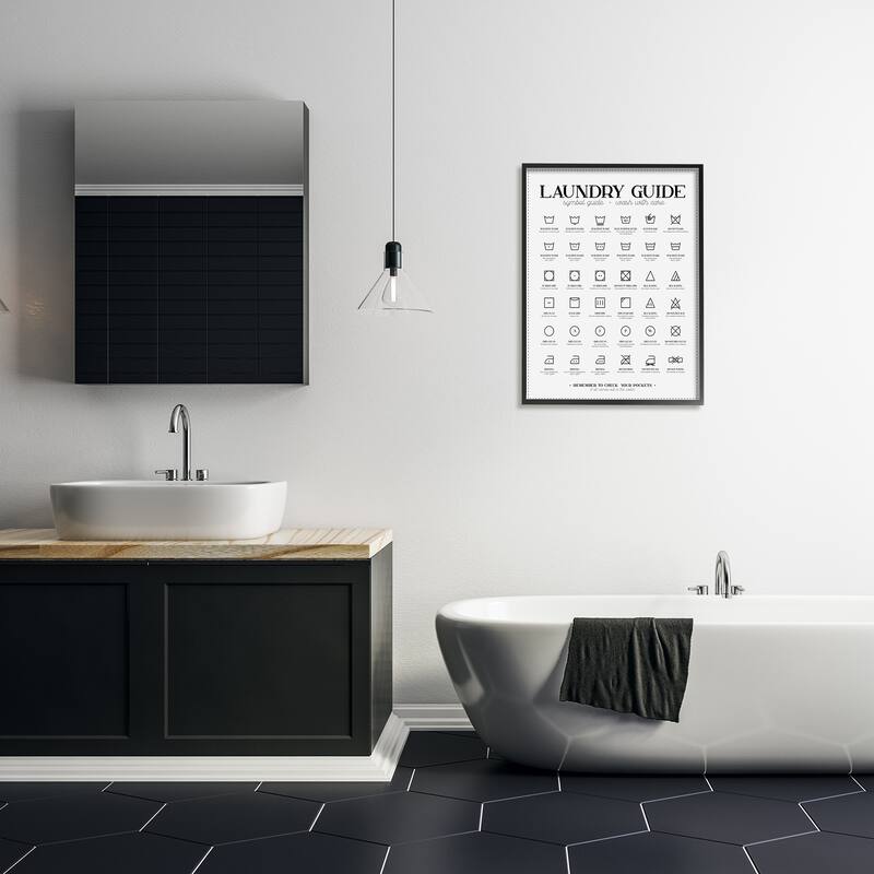 Stupell Laundry Room Minimal Symbols Guide Check Pockets Framed Wall Art - Off-White