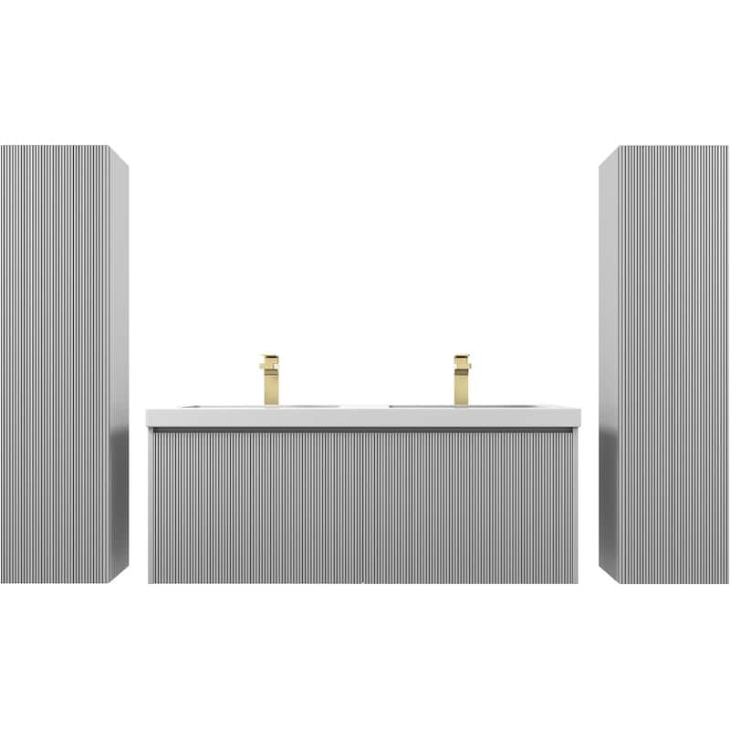 Blossom Positano 48" Floating Double Sink Vanity with Side Cabinets