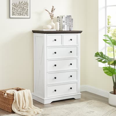 Wooden Modern 6-Drawer Dresser with Metal Handle