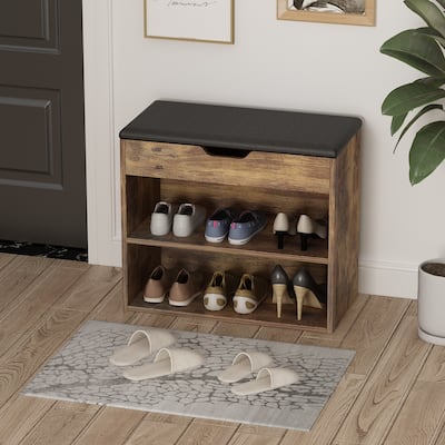 Home Shoe Changing Stool Wooden Shoes Rack Cabinet Thickened Seat