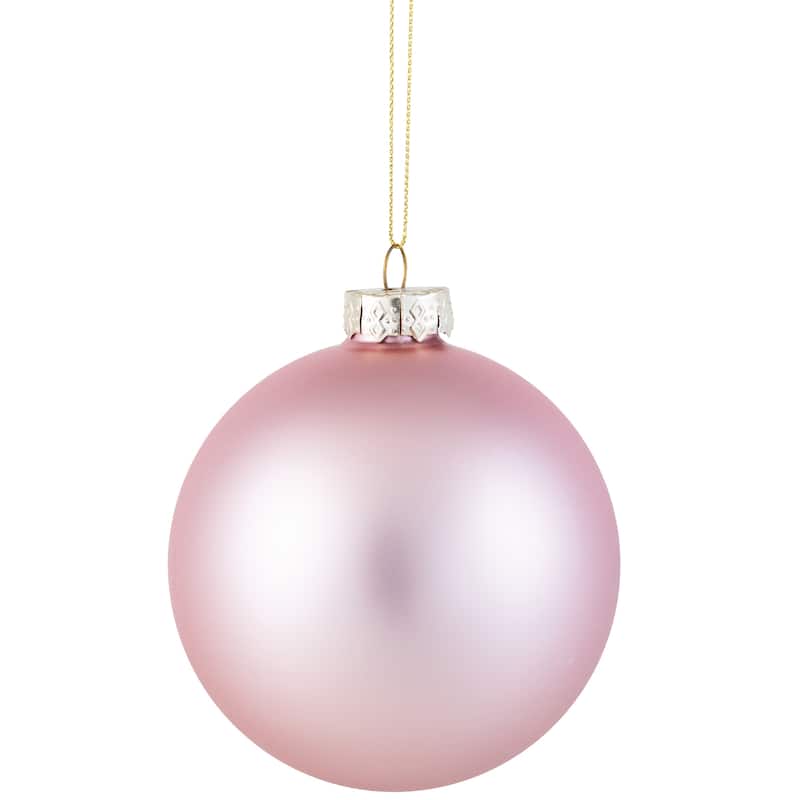 2-Finish Glass Christmas Ball Ornaments - 4" (100mm) - Rose Gold - 4ct