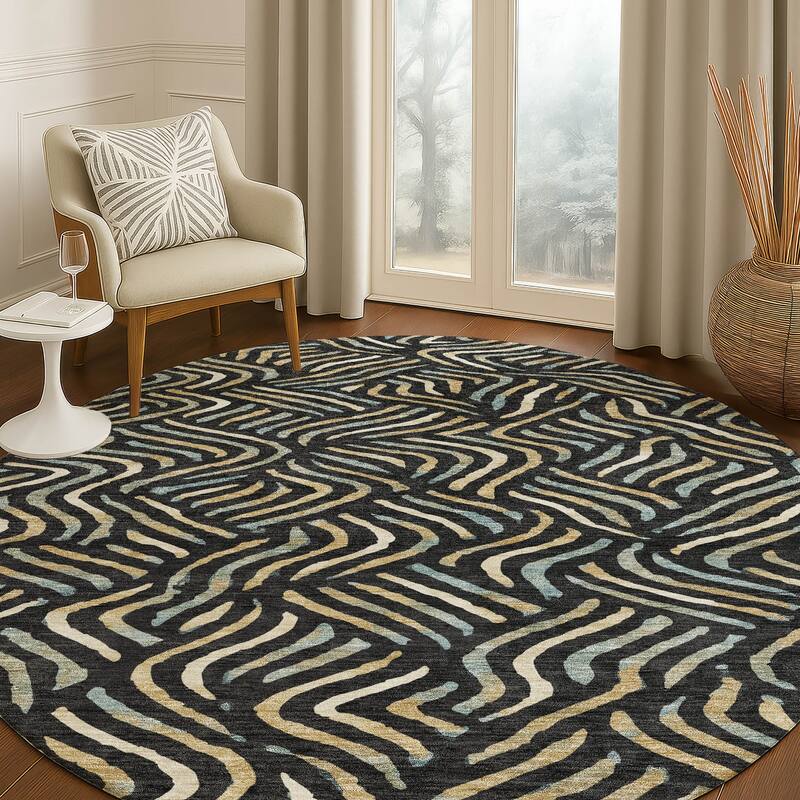 Machine Washable Indoor/ Outdoor Modern Jamie Chantille Rug