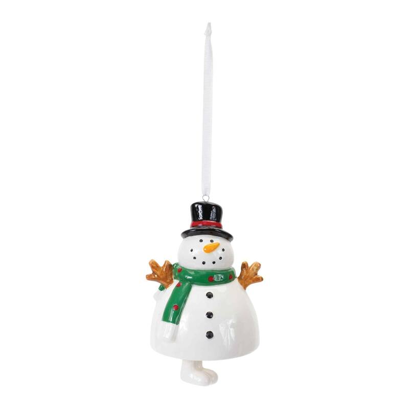 Club 12 White Black Ceramic Snowman Bell Christmas Ornaments 8.5"
