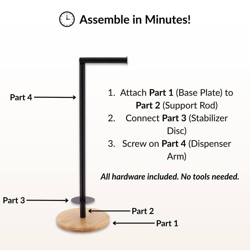 Freestanding Toilet Paper Holder Stand with Bamboo Base