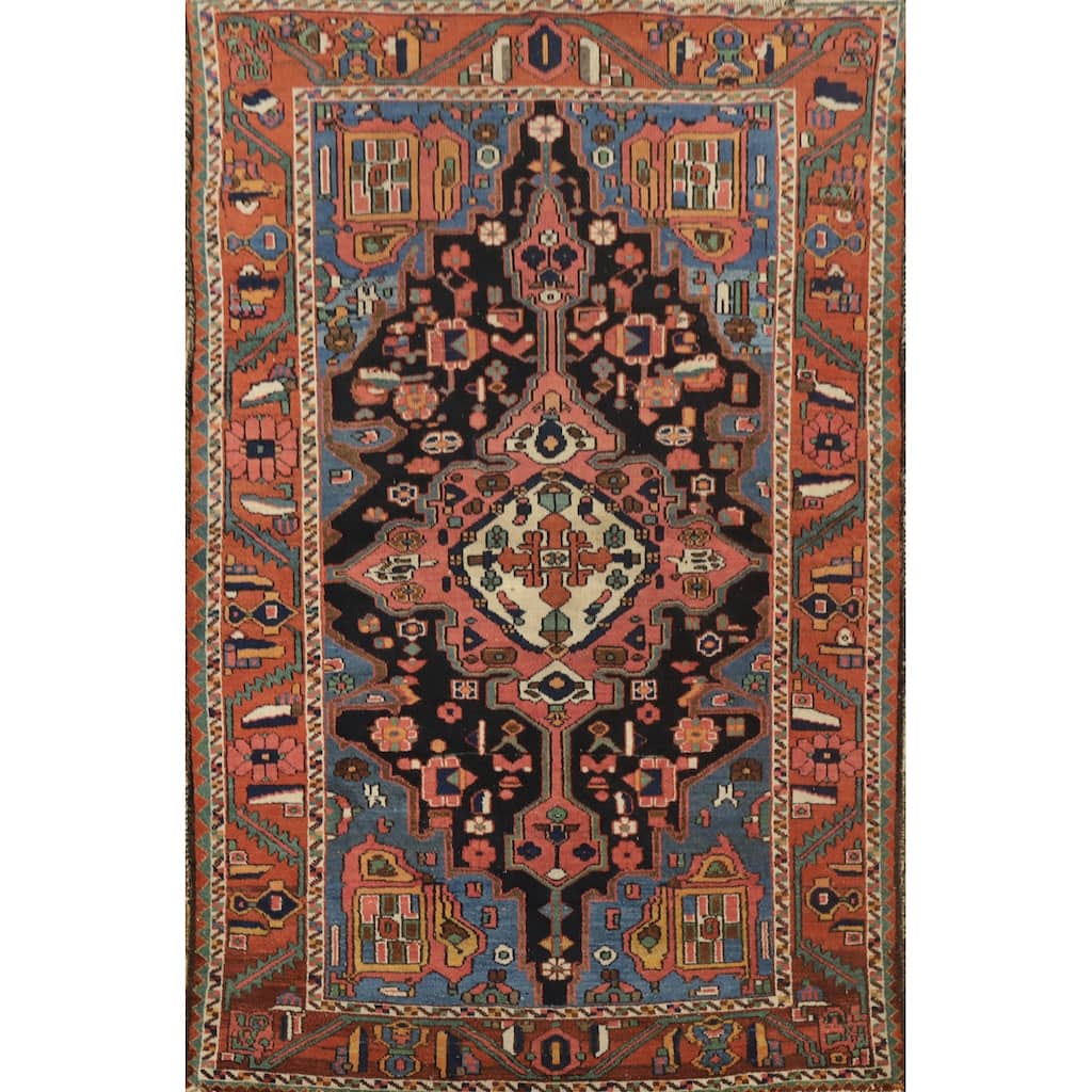 Hand Knotted Oriental 100% Wool Carpet Traditional Medallion Pink Bakhtiari Area Rug - 6' 8'' X 4' 7''
