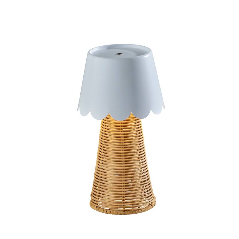 Tory LED Cordless Table Lamp - White & Rattan