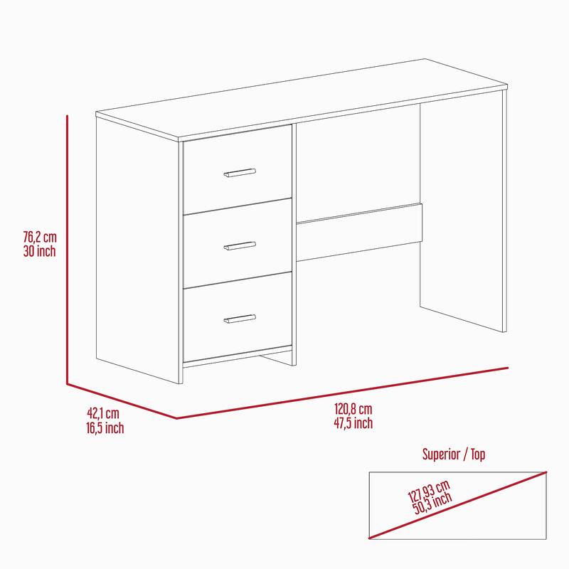 3-Drawer Writing Desk with shelve