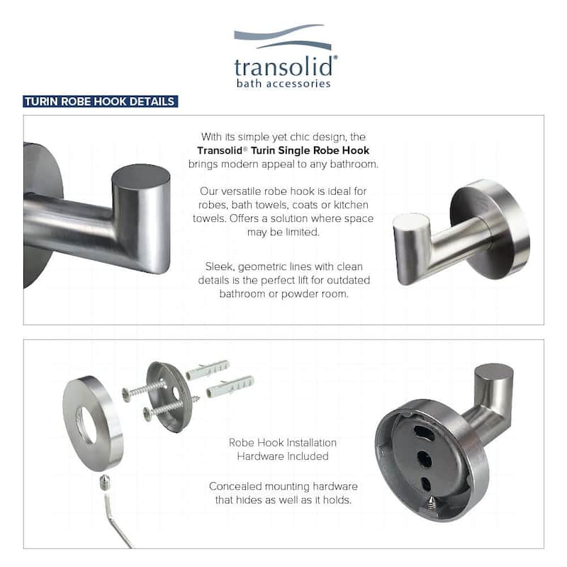 Transolid TRH Turin Single Robe Hook