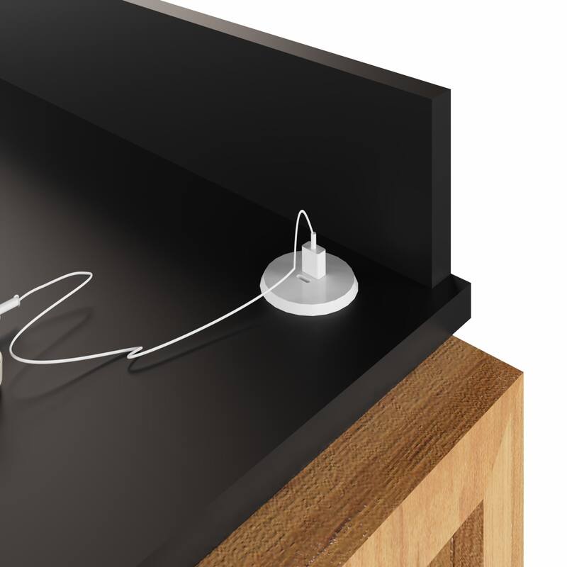 Modern Computer Desk with Drawer, Space-Saving, Shelf and Dual USB Charging Ports