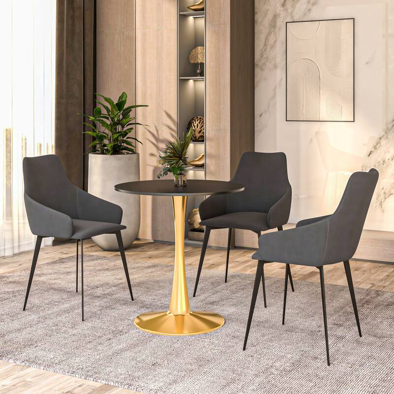 Bristol 27" Modern Round MDF Tabletop in Gold Steel Base Dining Table for Kitchen & Dining Room