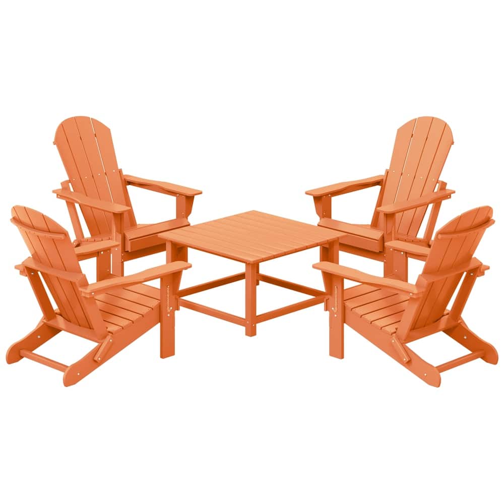 Laguna Outdoor 5-Piece Adirondack Chair With Square Coffee Table Conversation Set