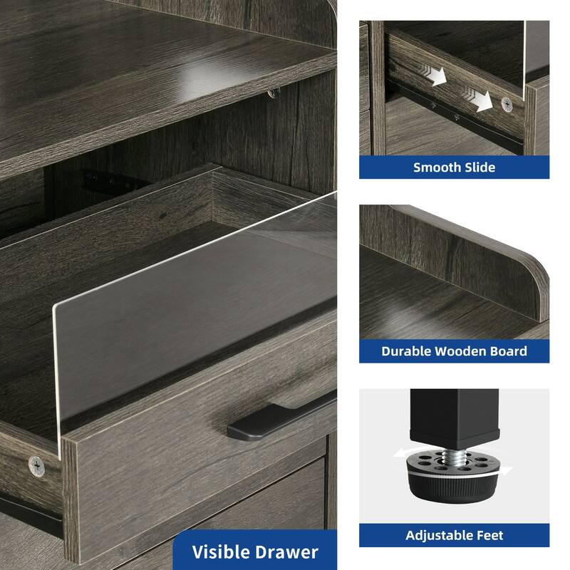 Moasis 6 Drawer Dressers & Chests of Drawers with LED Light Open Shelf Storage