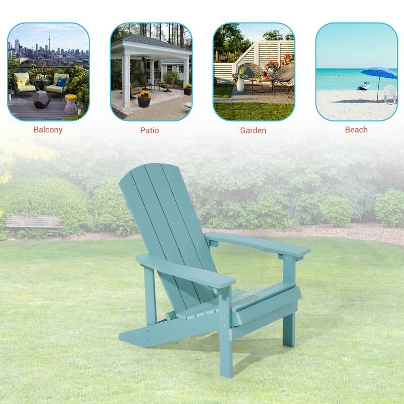 BONOSUKI Patio Adirondack Chair with Cupholder,Weather Resin-Set of 2