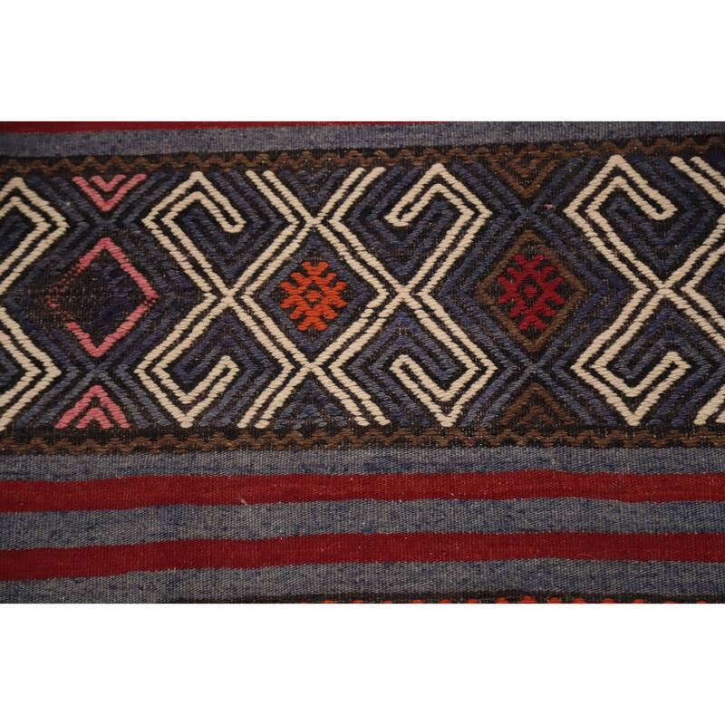 Hand Woven Oriental 100% Wool Carpet Southwestern Tribal Multi-Colored Kilim Area Rug - 9' 8'' X 5' 4''