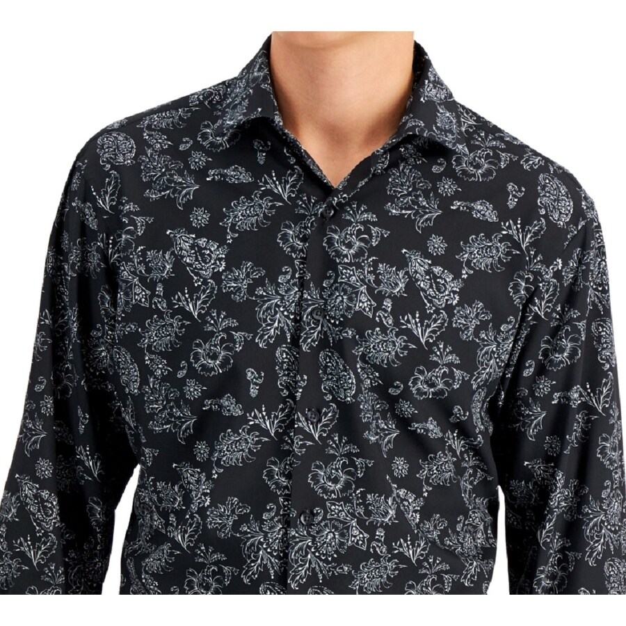 Alfani Men's Regular Fit 4 Way Stretch Dress Shirt Black Size 36X37 - Bed  Bath & Beyond - 40641750