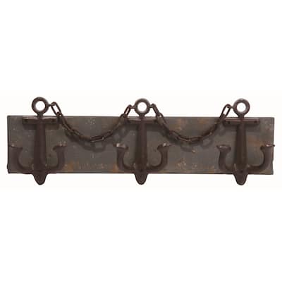 Transpac Wood 25.75 in. Multicolor Spring Anchor Wall Hook