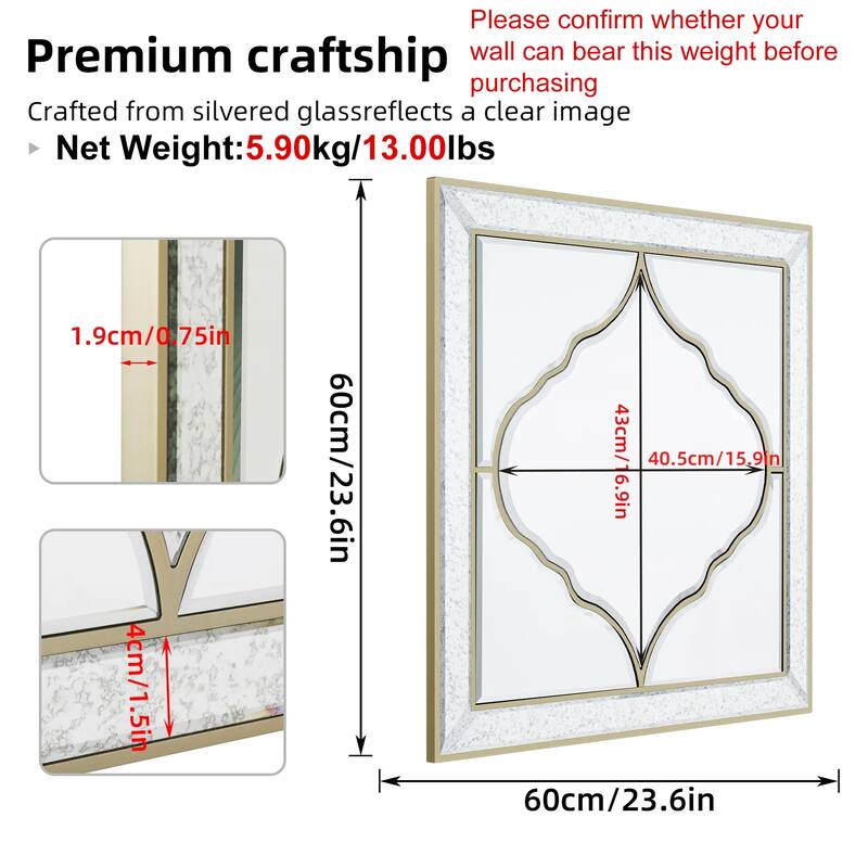 Square Glass Bathroom Wall Vanity Mirror