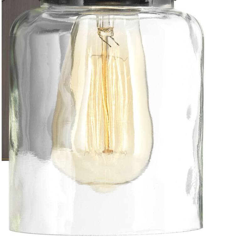 Calhoun Collection One-Light Antique Bronze Clear Glass Farmhouse Mini-Pendant Light - 4.75 in x 4.75 in x 9 in