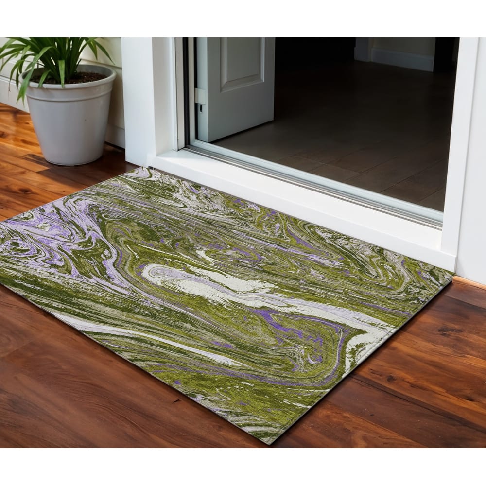 HomeRoots Abstract Transitional Rectangle Outdoor Rug