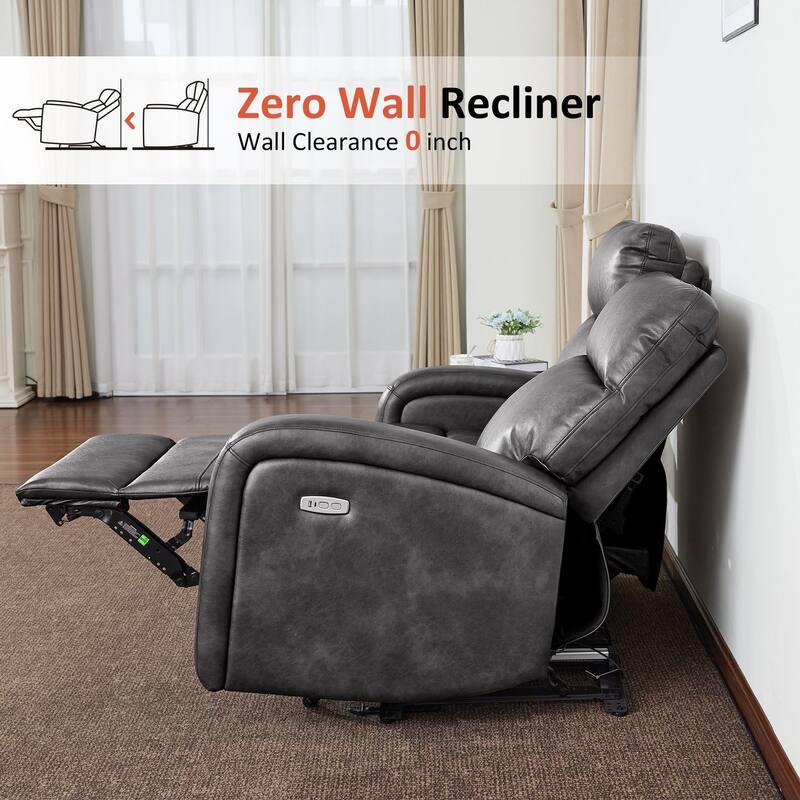 Zero Wall Recliner Loveseat with USB & Type-C Dual Ports, for Small Space, Living Room
