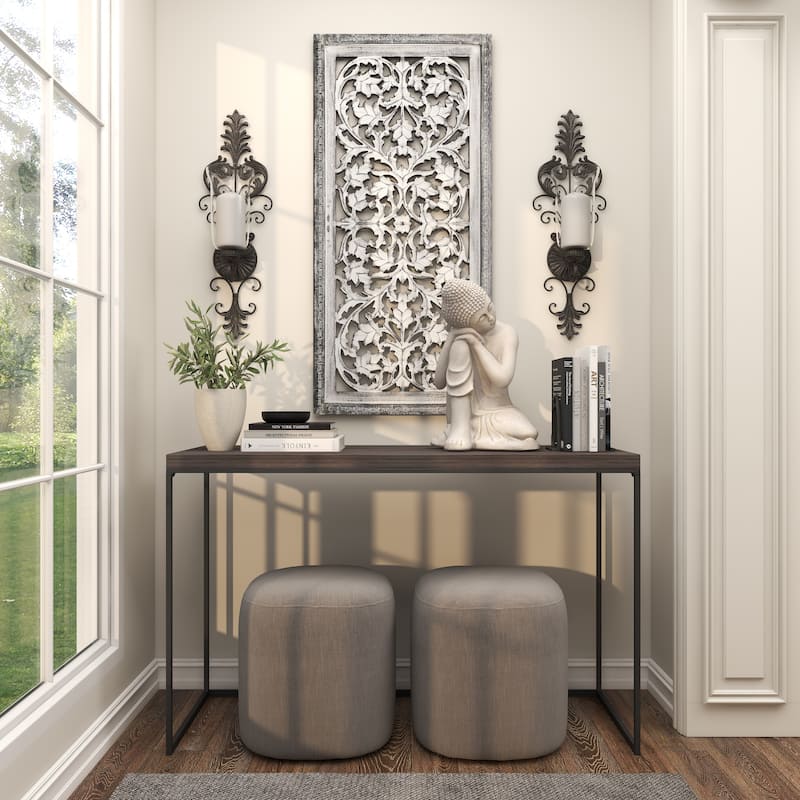 Bronze Metal Weathered Scroll Wall Sconce - 10 x 7 x 31
