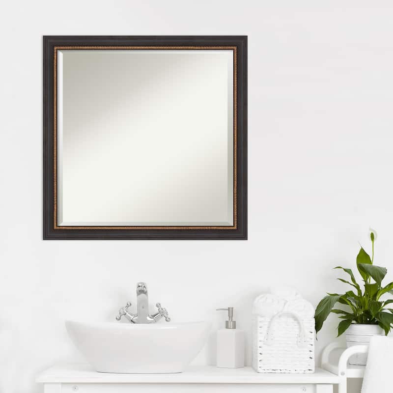 Beveled Wood Bathroom Wall Mirror - Ashton Black Frame - Ashton Black
