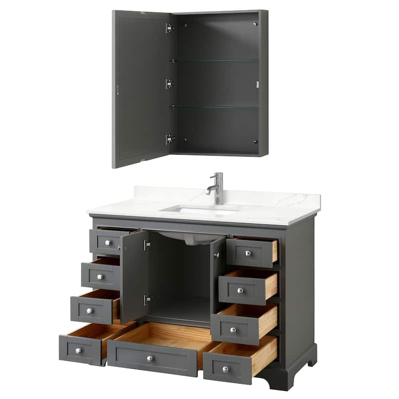 Deborah 48-inch Single Vanity, Quartz Top, Medicine Cabinet